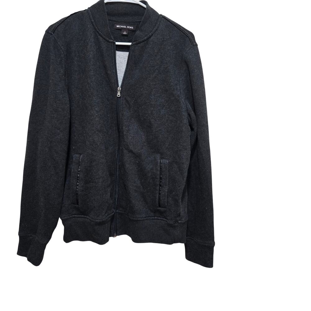 Michael Kors Gray Zip Bomber Jacket Sweatshirt Size M